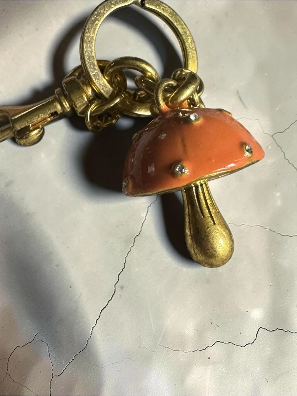 Gold Mushroom Keychain Charm - NIP
